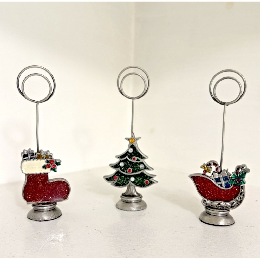 NIB St. Nicholas Square Photo Holder Card Holder‎ Set 3 Christmas Holiday Decor